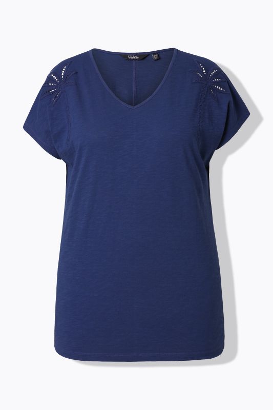 Palm Tree Embroidered Cap Sleeve Tee