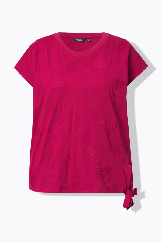 Leaf Textured Cap Sleeve Tee
