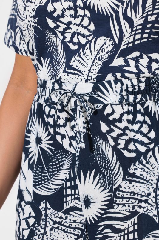 Feather Print Elastic Waist Pants