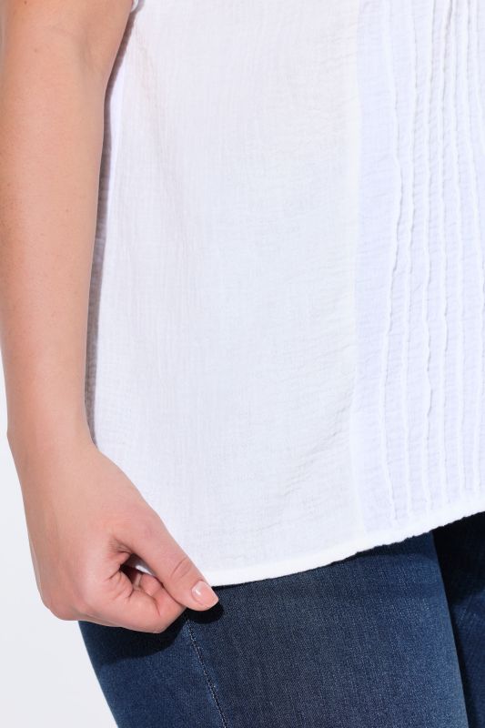 Muslin Short Sleeve Pintuck Blouse
