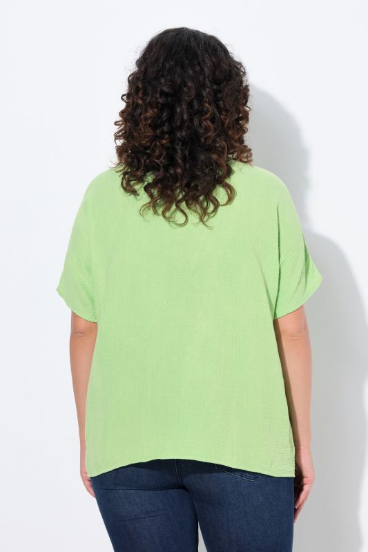 Muslin Short Sleeve Pintuck Blouse