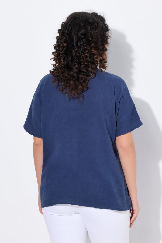Muslin Short Sleeve Pintuck Blouse