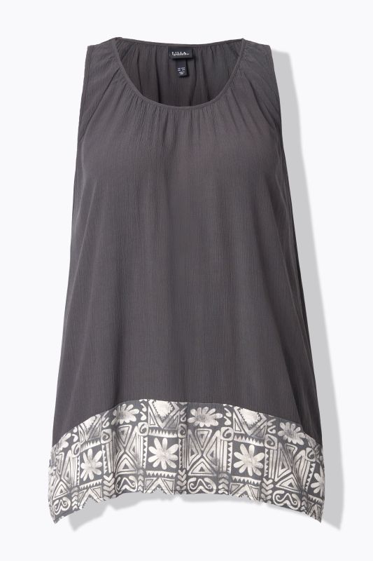 Sleeveless Border Print Blouse