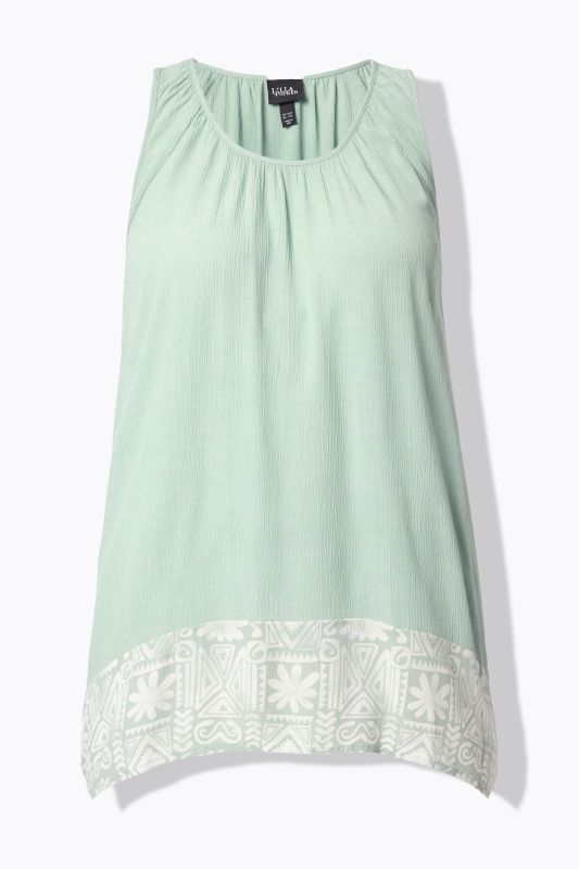 Sleeveless Border Print Blouse