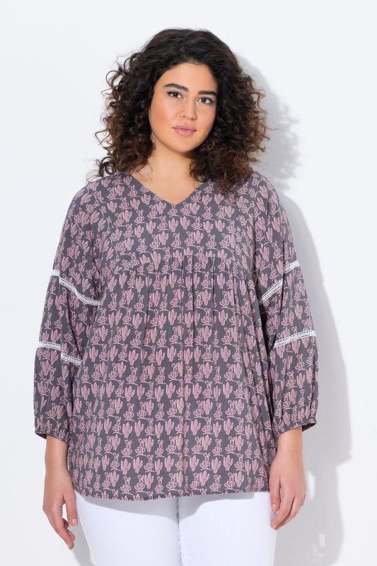Cactus Print 3/4 Sleeve Blouse