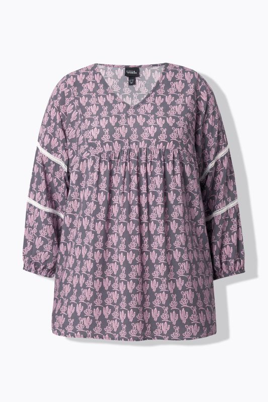 Cactus Print 3/4 Sleeve Blouse