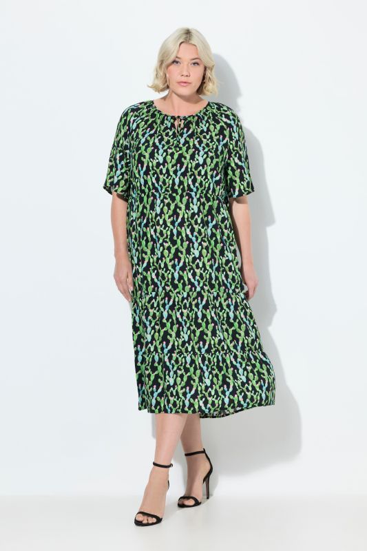Cactus Print Short Sleeve Dress