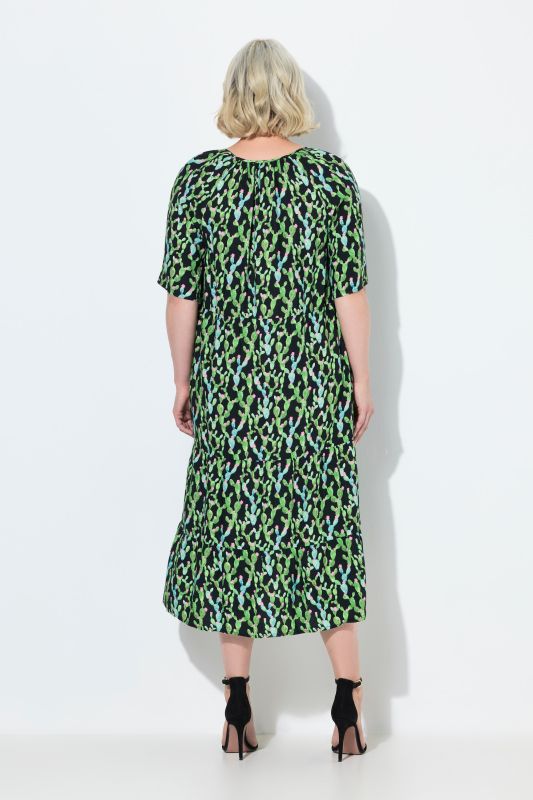 Cactus Print Short Sleeve Dress