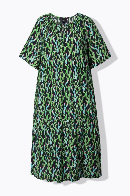 Cactus Print Short Sleeve Dress