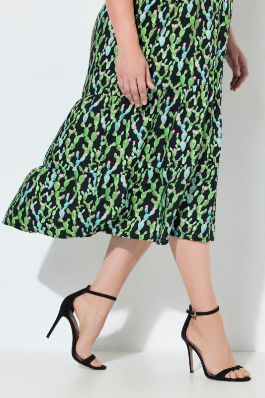 Cactus Print Short Sleeve Dress