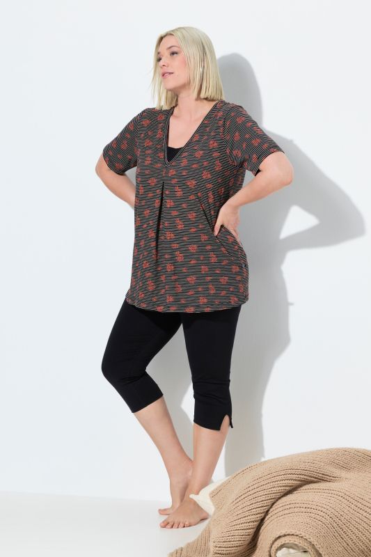 Pinstripe Petal Two Piece Pajama Set