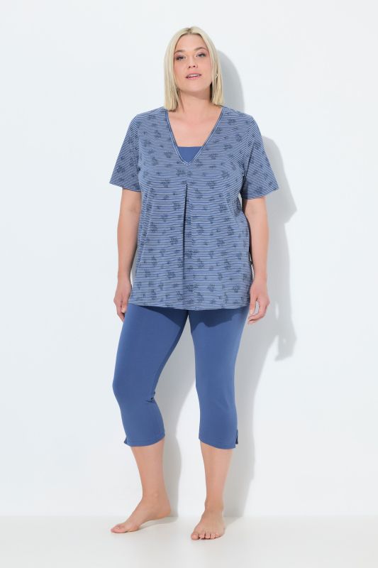 Pinstripe Petal Two Piece Pajama Set