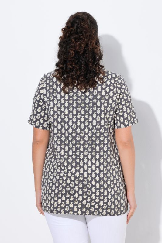 Cactus Print Short Sleeve V-Neck Tee