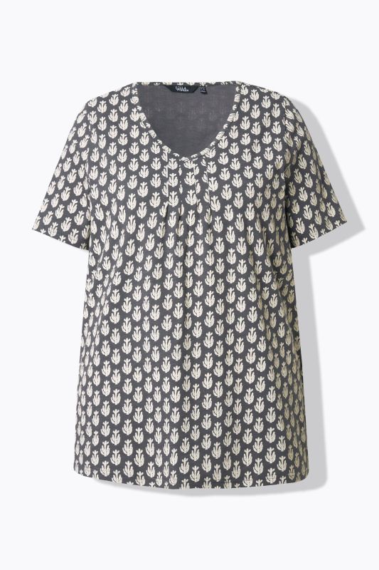Cactus Print Short Sleeve V-Neck Tee
