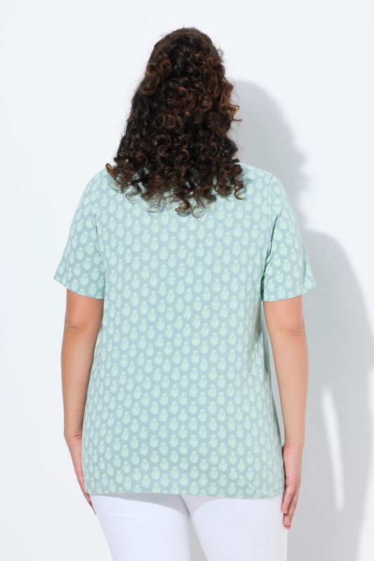 Cactus Print Short Sleeve V-Neck Tee