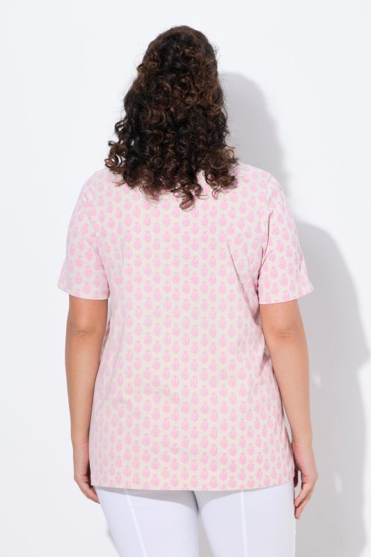 Cactus Print Short Sleeve V-Neck Tee