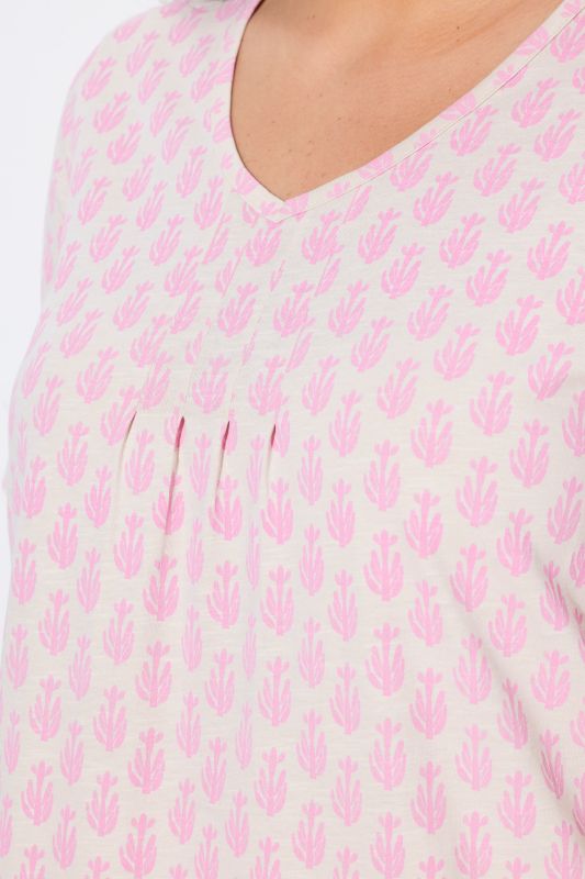 Cactus Print Short Sleeve V-Neck Tee