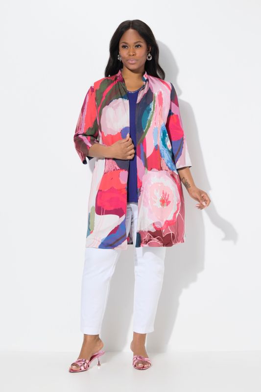 Reversible 3/4 Sleeve Floral Cardigan