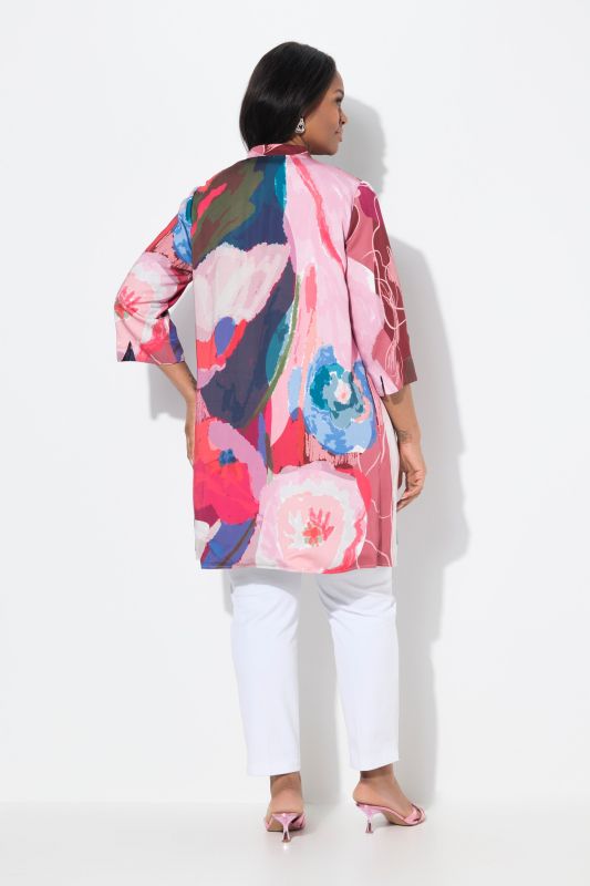 Reversible 3/4 Sleeve Floral Cardigan