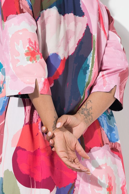 Reversible 3/4 Sleeve Floral Cardigan