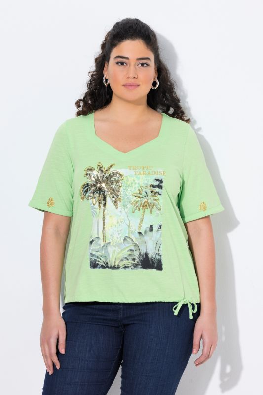 Paradise Sequined Tie Hem Graphic Tee