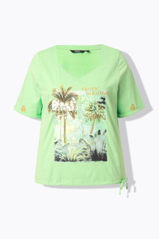 Paradise Sequined Tie Hem Graphic Tee