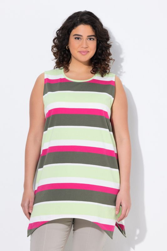 Striped Longline Handkerchief Hem Tank