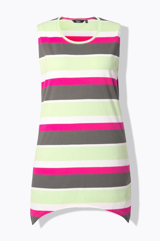 Striped Longline Handkerchief Hem Tank
