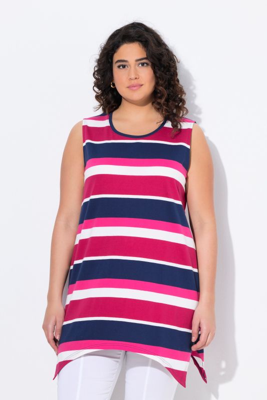 Striped Longline Handkerchief Hem Tank