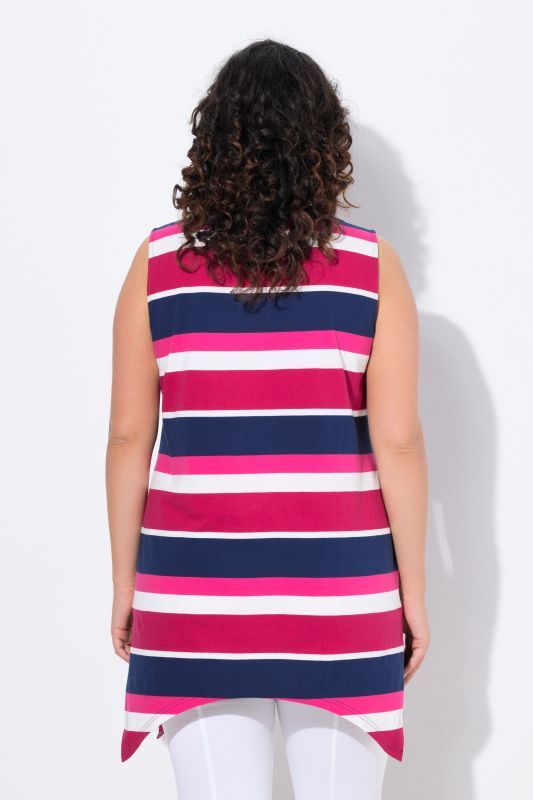 Striped Longline Handkerchief Hem Tank