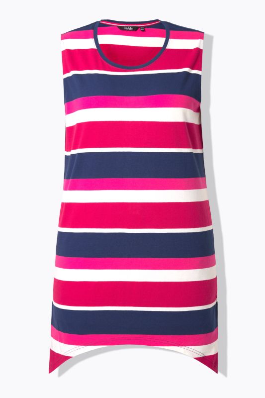 Striped Longline Handkerchief Hem Tank