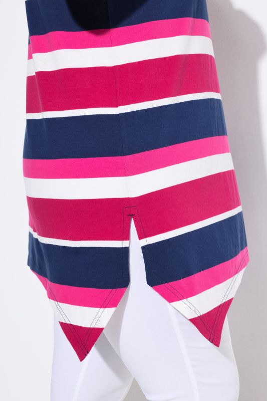 Striped Longline Handkerchief Hem Tank