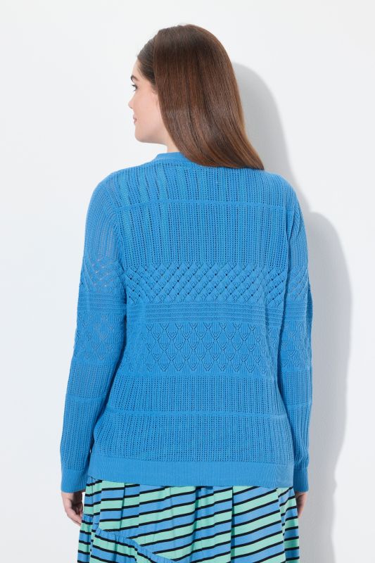 Eco Cotton Openwork Knit Tie Front Cardigan
