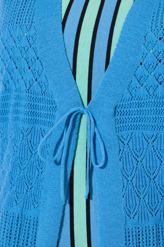 Eco Cotton Openwork Knit Tie Front Cardigan