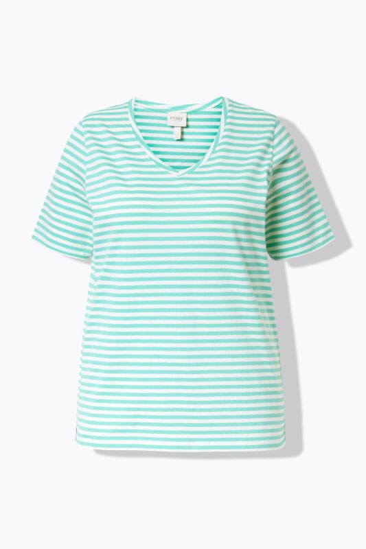 Eco Cotton Striped Short Sleeve V-Neck Tee