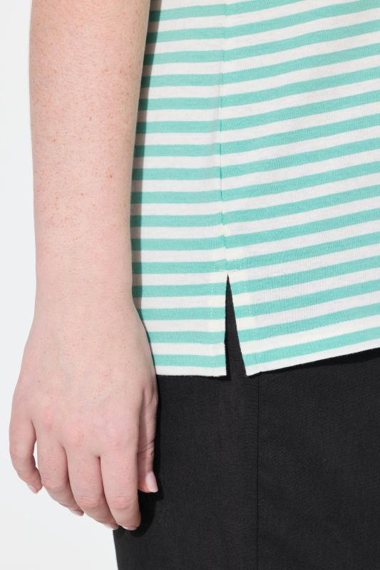 Eco Cotton Striped Short Sleeve V-Neck Tee