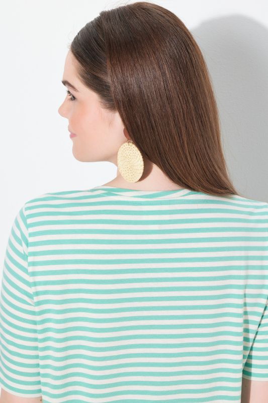 Eco Cotton Striped Short Sleeve V-Neck Tee