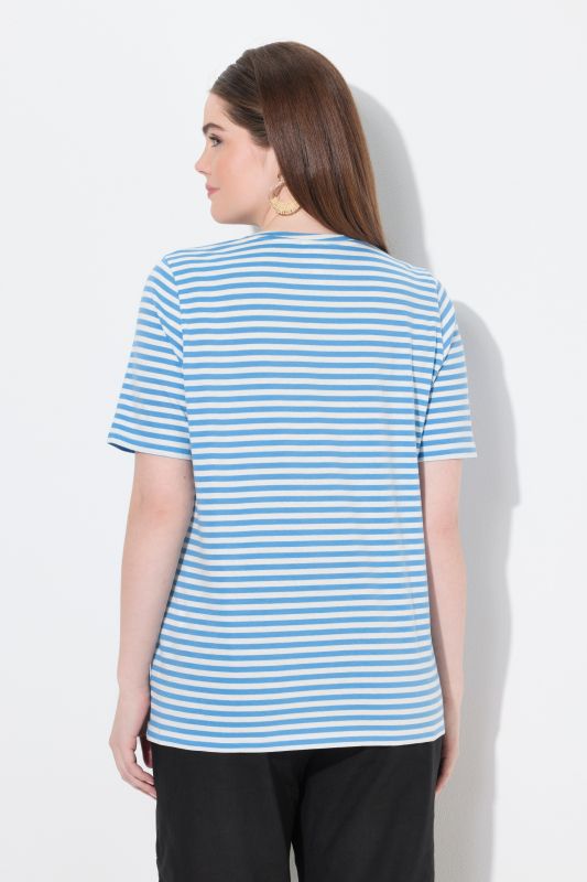 Eco Cotton Striped Short Sleeve V-Neck Tee