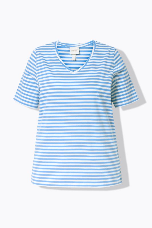 Eco Cotton Striped Short Sleeve V-Neck Tee