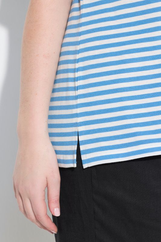 Eco Cotton Striped Short Sleeve V-Neck Tee
