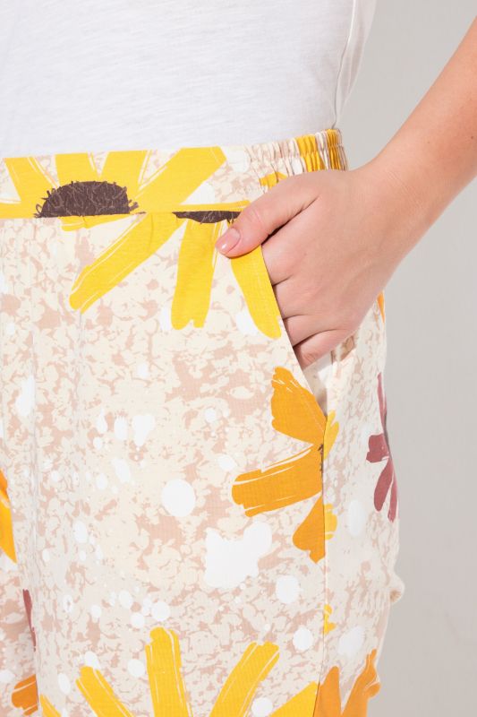 Eco Cotton Sunflower Print Comfort Wast Culottes