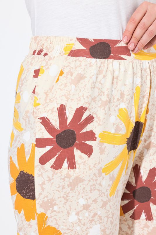 Eco Cotton Sunflower Print Comfort Wast Culottes
