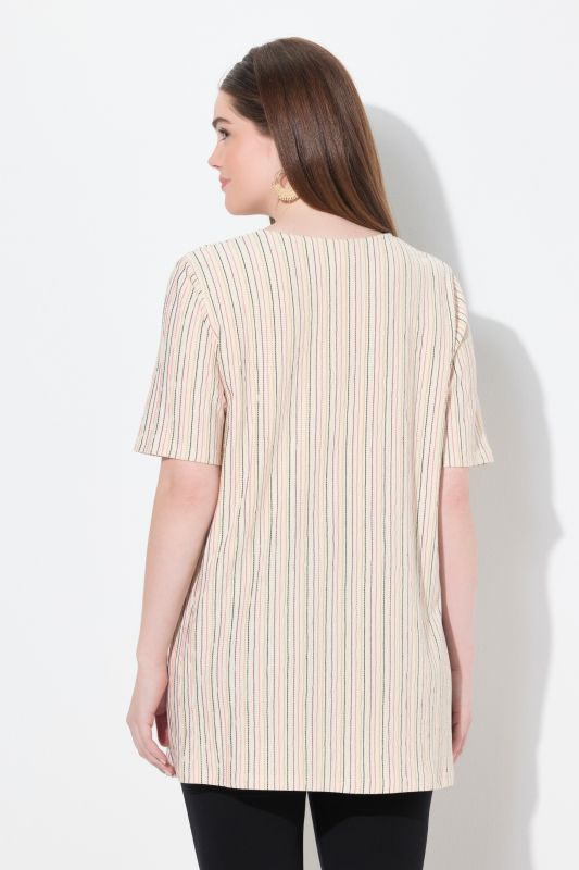 Eco Cotton Striped Wrap Look Short Sleeve Tee