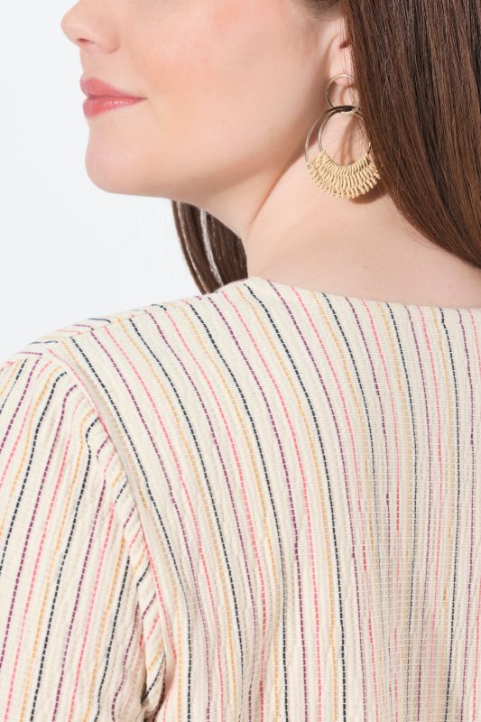 Eco Cotton Striped Wrap Look Short Sleeve Tee