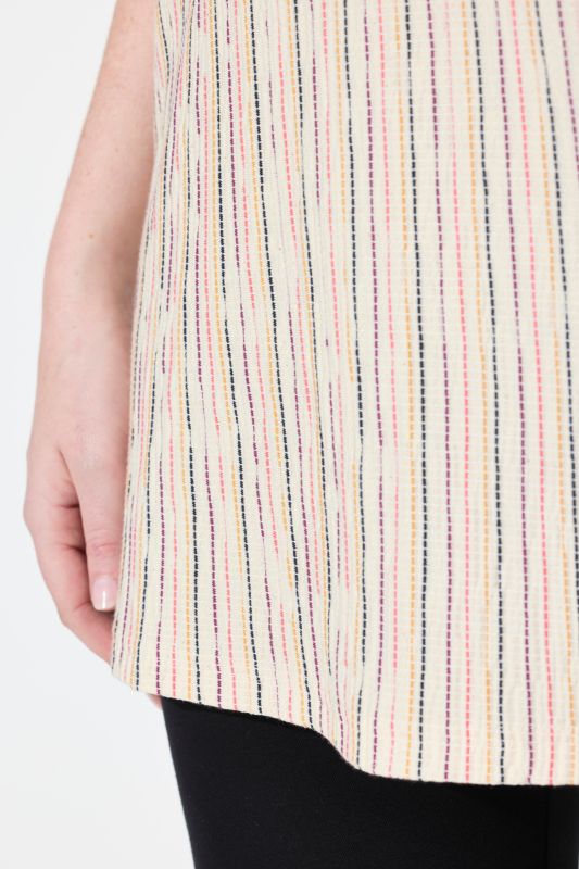 Eco Cotton Striped Wrap Look Short Sleeve Tee
