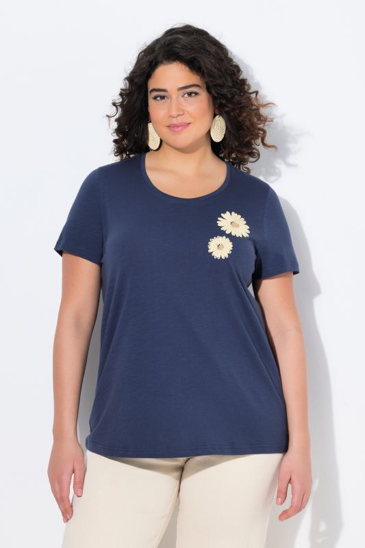 Eco Cotton Sunflower Embroidered Short Sleeve Tee