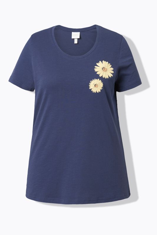 Eco Cotton Sunflower Embroidered Short Sleeve Tee