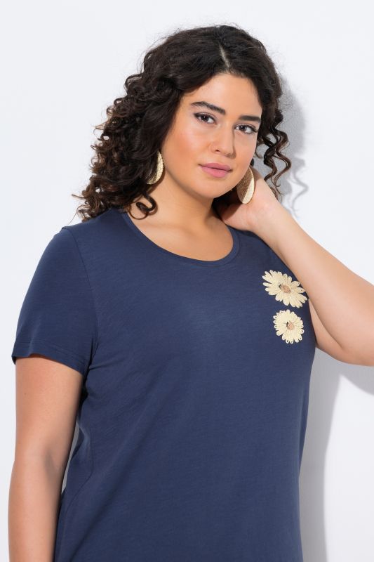 Eco Cotton Sunflower Embroidered Short Sleeve Tee