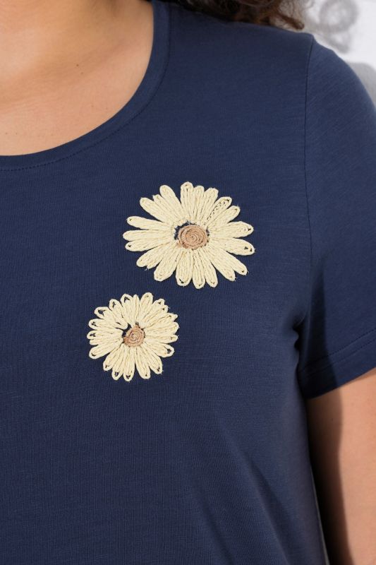 Eco Cotton Sunflower Embroidered Short Sleeve Tee