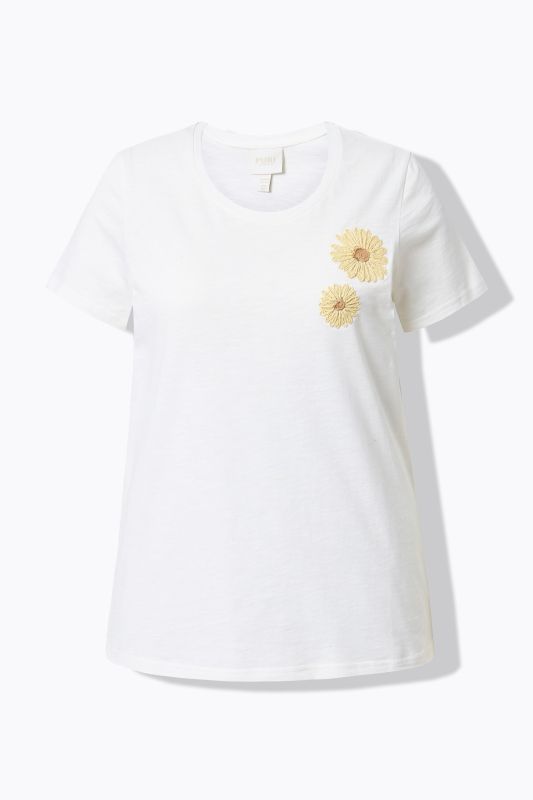 Eco Cotton Sunflower Embroidered Short Sleeve Tee